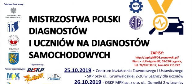 Mistrzostwa Polski diagnostów i uczniów 25-26.10.2019 w Legnicy