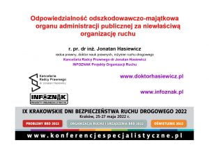 ODPOWIEDZIALNOŚĆ ORGANU ADMIN. ZA NIEWŁAŚCIWĄ ORGANIZACJĘ RUCHU